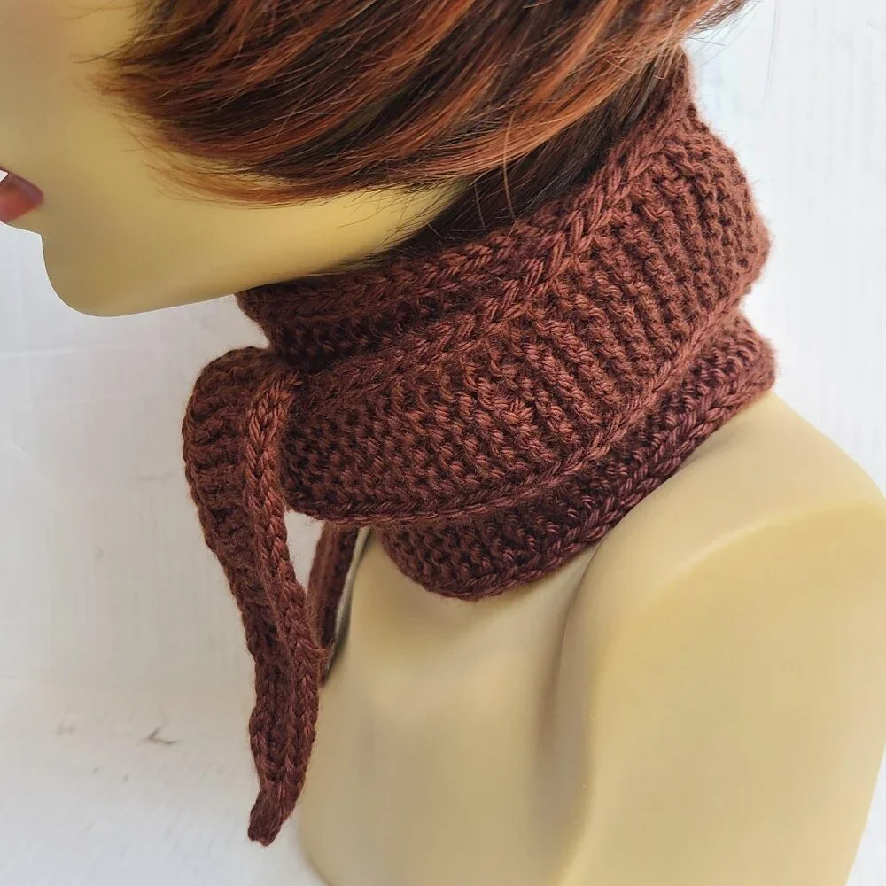 Sophie scarf Neck scarf small scarf Chocolate Brown scarf Knitted Handmade Scarf